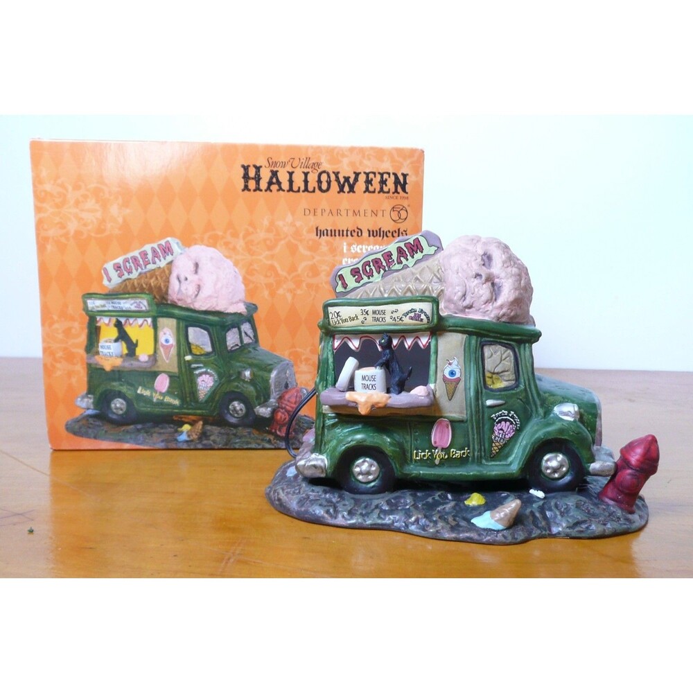 Department 56 Haunted Wheels - I Scream Ice Cream Truck - w/ Box Spooky Village